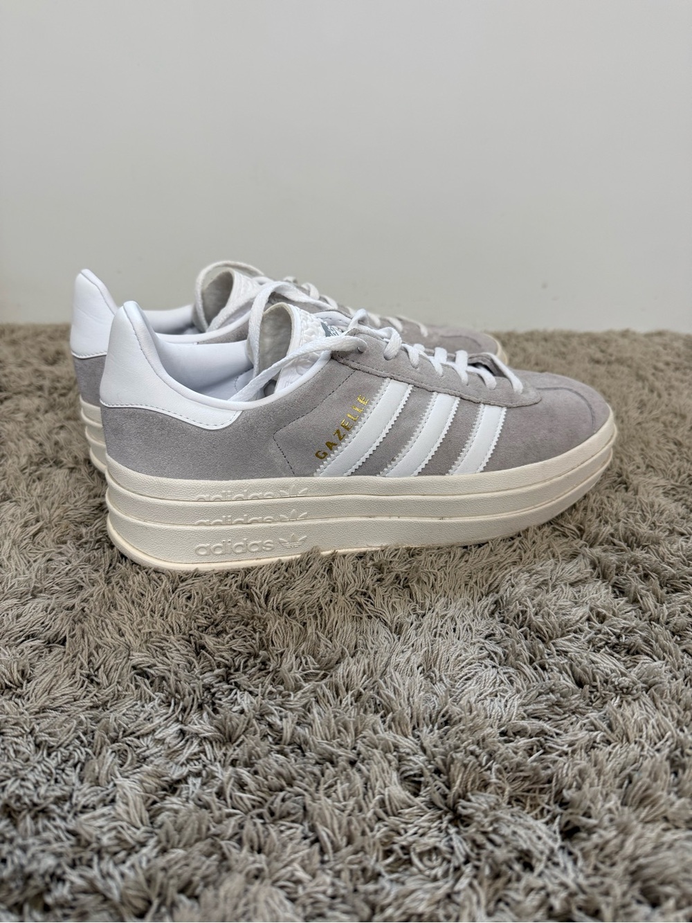 adidas Gazelle Platform Sneakers — Light Gray & White